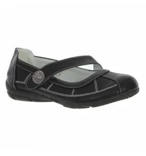 Ballerine simili cuir avec scratch noir LUZIA