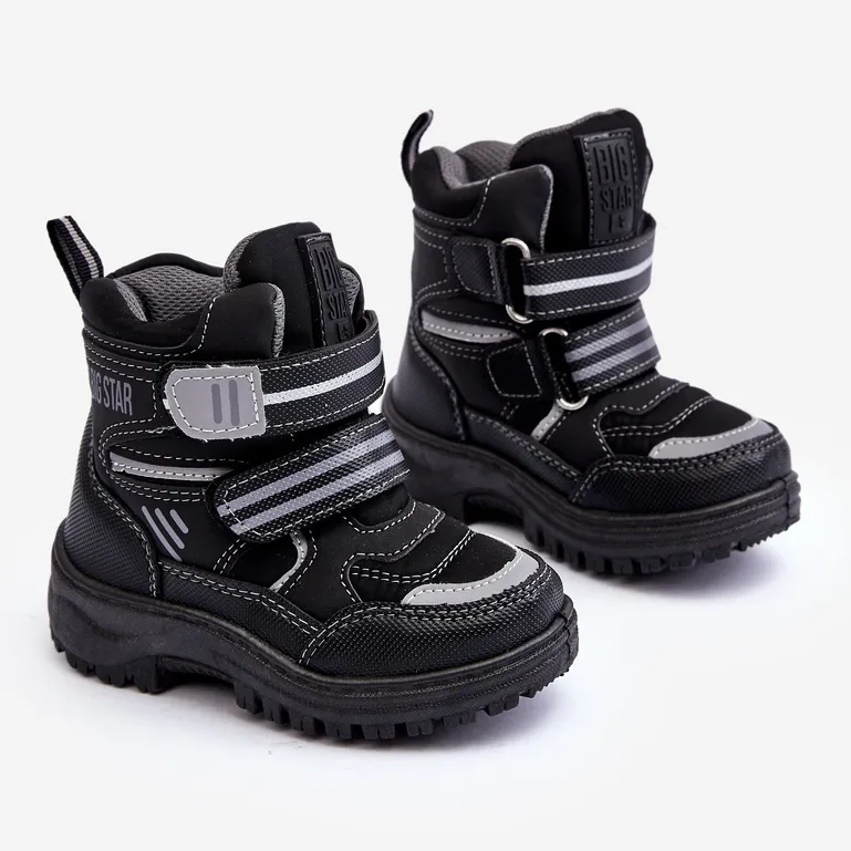 Bottes de neige isolées à velcro pour enfants noir Big Star MM374129 le noir