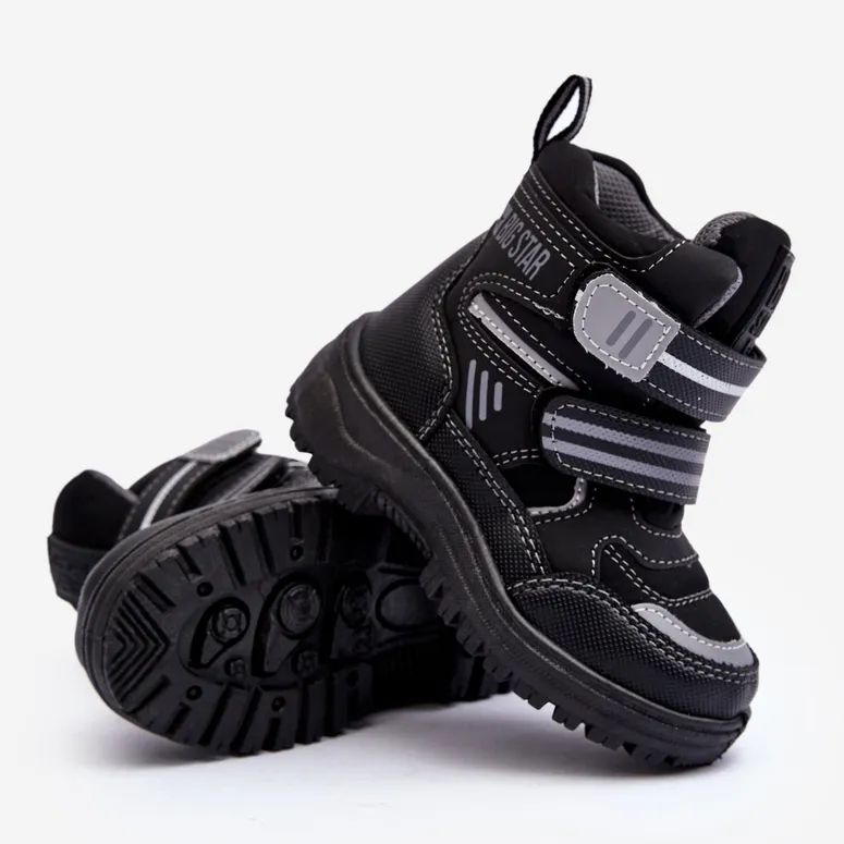 Bottes de neige isolées à velcro pour enfants noir Big Star MM374129 le noir