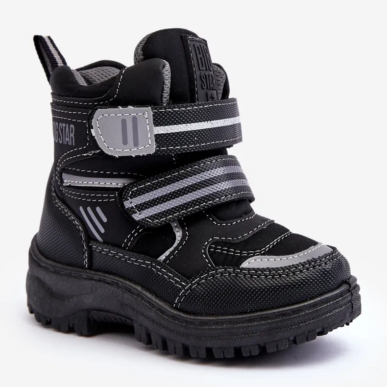 Bottes de neige isolées à velcro pour enfants noir Big Star MM374129 le noir