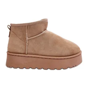 Bottes de neige à plateforme avec doublure en fourrure pour femme, beige Xamella