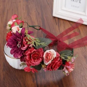 Couronne de Fleurs Mariage Rose Rouge