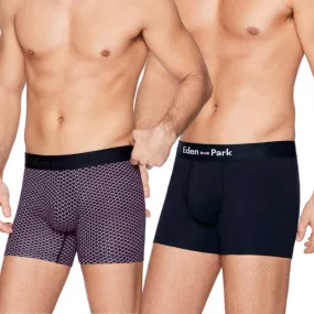 EDEN PARK Lot de 2 Boxers Homme Coton NOEUDS Marine