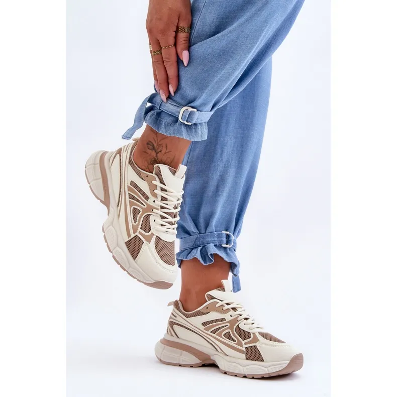 FG2 Chaussures de Sport à Lacets pour Femme Beige Emare