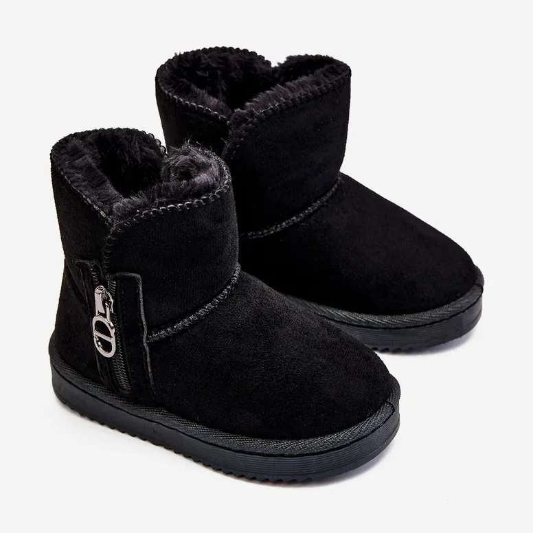 FR1 Bottes de neige chaudes à enfiler pour enfants Noir Catellie le noir