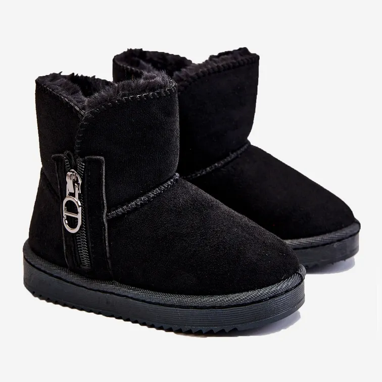 FR1 Bottes de neige chaudes à enfiler pour enfants Noir Catellie le noir