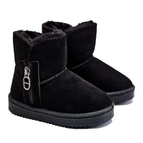 FR1 Bottes de neige chaudes à enfiler pour enfants Noir Catellie le noir