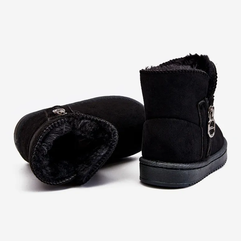 FR1 Bottes de neige chaudes à enfiler pour enfants Noir Catellie le noir