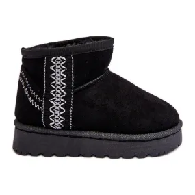 FR1 Bottes de neige isolées noires Leonora pour enfants le noir