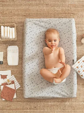 Housse de matelas à langer en coton gris chiné renard - Vertbaudet