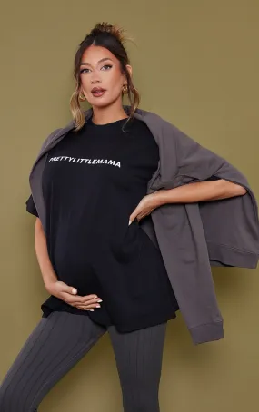 PRETTYLITTLETHING Maternité T-shirt de grossesse oversize noir à slogan Prettylittlemama