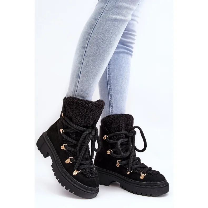 PS1 Bottes De Neige Pour Femmes Avec Fixation Noir Shala le noir