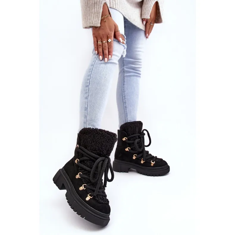 PS1 Bottes De Neige Pour Femmes Avec Fixation Noir Shala le noir