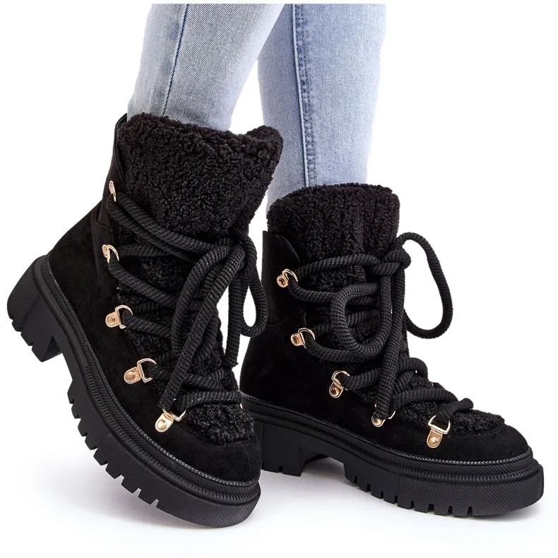 PS1 Bottes De Neige Pour Femmes Avec Fixation Noir Shala le noir