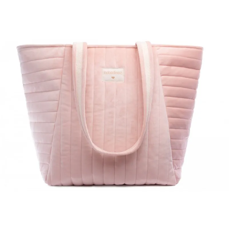 Sac de maternité en velours Savanna - Bloom pink - NOBODINOZ - Perlin Paon Paon