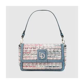 Sac porté épaule style baguette en tweed multicolore rose. I LODI Sacs pour femme online.