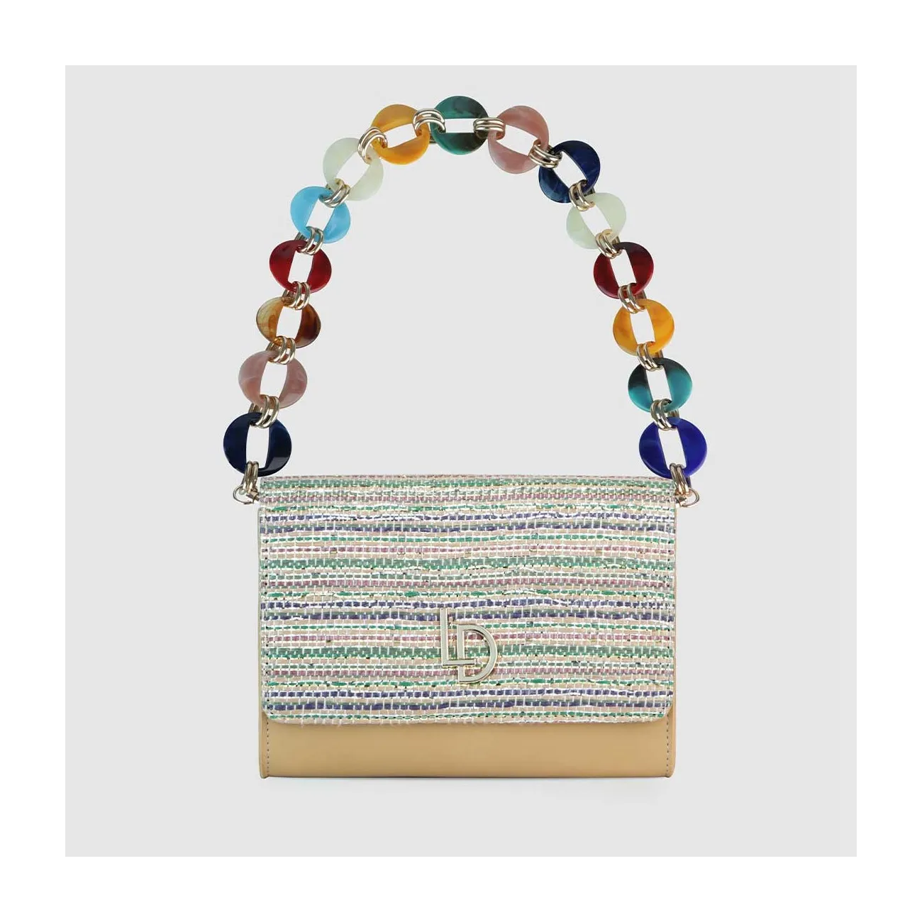 Sac porté épaule style shoulder effet raphia multicolore. I LODI Sacs pour femme online.