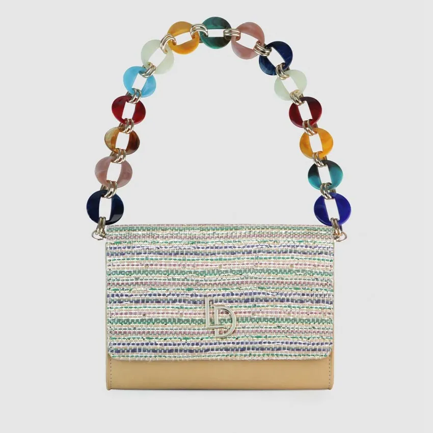 Sac porté épaule style shoulder effet raphia multicolore. I LODI Sacs pour femme online.